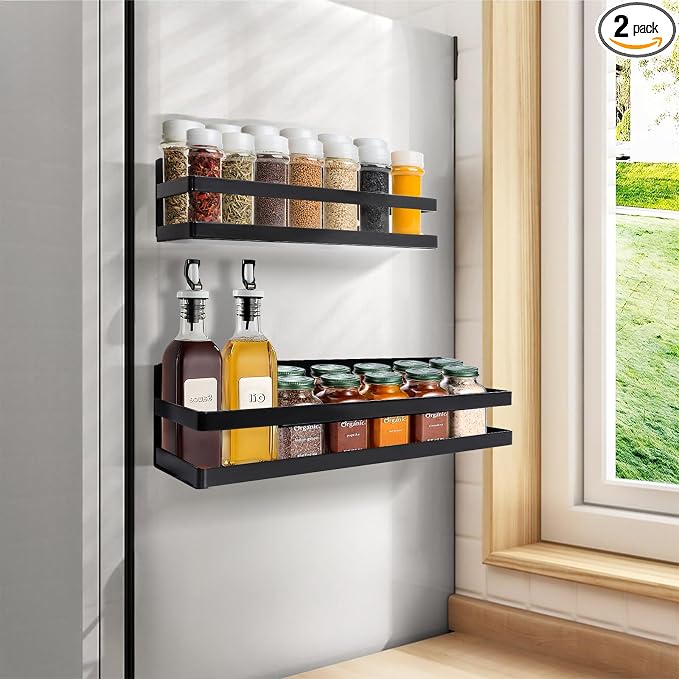 Uten Large Magnetic Spice Rack for Refrigerator, 2 Pack Enhanced Magnetic by UTENHOMEGOODSCENTER