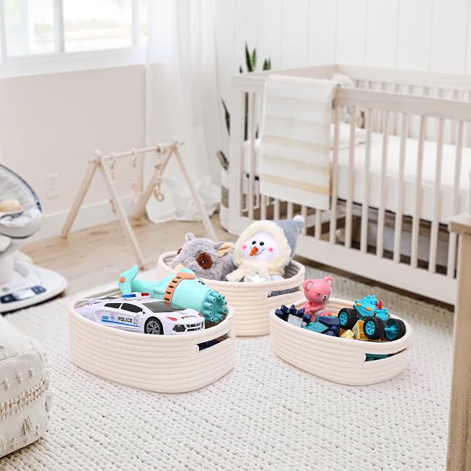 7 Piece Cotton Rope Woven Basket Set - Image 7