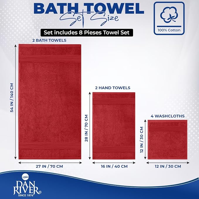DAN RIVER 8 PC Decorative Luxury Bath Towels - Image 2