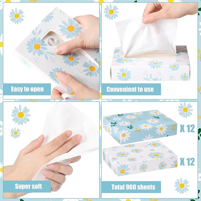 Yinder 24 Packs 960 Sheets Tissue Cube Car Facial Boxes Disposable Facial - Image 4