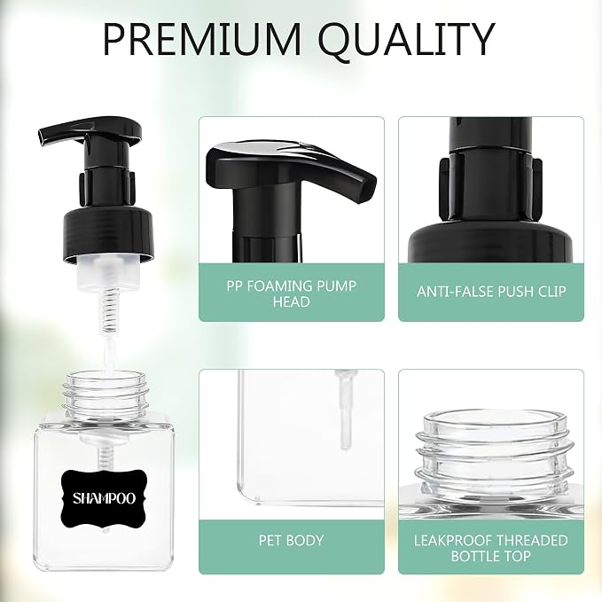 8.5 oz Foaming Soap Dispenser Plastic Foaming Pump Bottle, Refillable Dispenser - Image 5