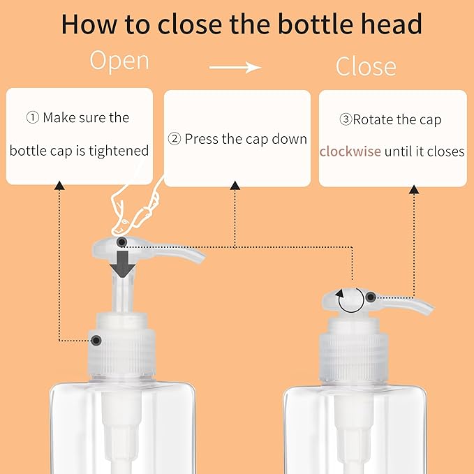 100ml Pump Bottle Dispenser Jansburg 2 Pack Refillable Flat Square Plastic - Image 6
