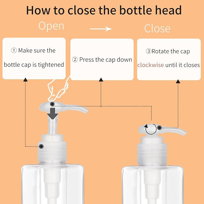 250ml Pump Bottle Dispenser Jansburg 2 Pack Refillable Square Plastic Lotion - Image 5