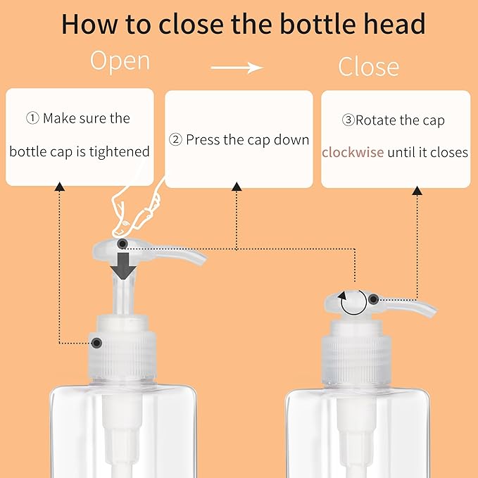 280ml Pump Bottle Dispenser Jansburg 2 Pack Refillable Flat Square Plastic - Image 5