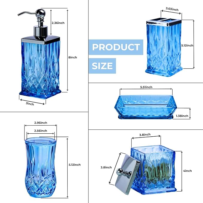 Bathroom Accessories Set, Complete Lotion Soap Dispenser, Toothbrush Holder - Image 3