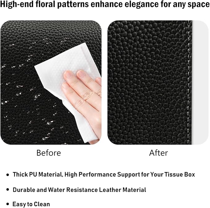 Tissue Box Cover PU Leather Tissue Holder Rectangle Facial Tissue Case Tissue - Image 5
