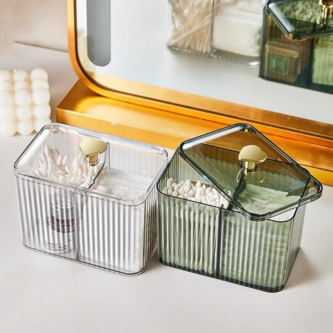 Qtips Holder Dispenser 3 Compartments Cotton Ball Holder Cotton Swabs Holders - Image 5
