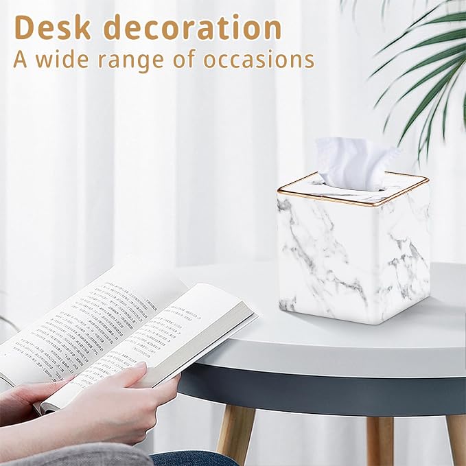 Leather Tissue Box Cover Square, Decorative Cube Tissue Box Holder - Image 6