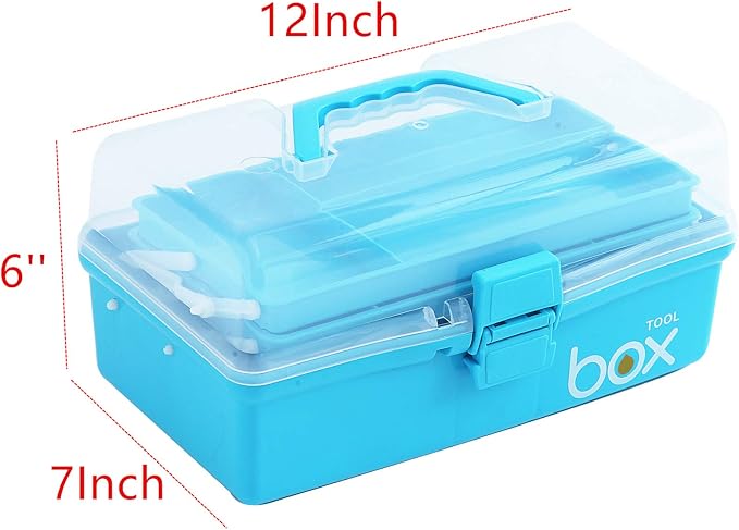 Sunxenze 12'' Three-Layer Clear Plastic Craft Storage Box, Tool Box/Sewing Box - Image 3