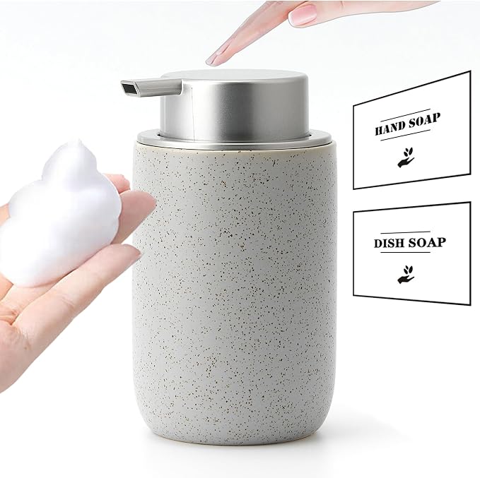 Gray Foaming Soap Dispenser, Ceramic Foam Dispenser by GIRLUFO