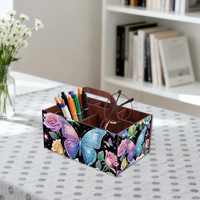 DIY Flower Diamond Art Wooden Multi-Compartment Organiser Box - Image 8