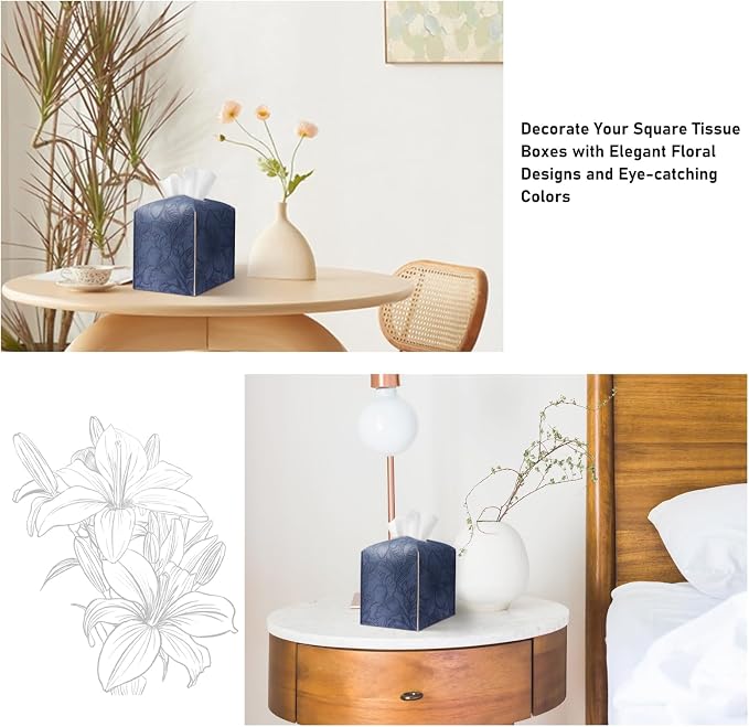 Tissue Box Holder Cover Square Tissue Cube Cover PU Leather Tissue Organizer - Image 2