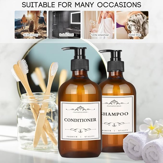 4 Pack 16.9 Oz Shampoo and Conditioner Hand Soap Dispenser Refillable Pump - Image 6