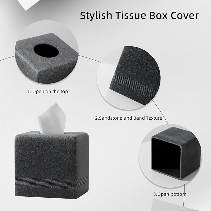 Tissue Box Cover Square, Resin Facial Tissue Holder Covers Cube Toilet Paper - Image 4