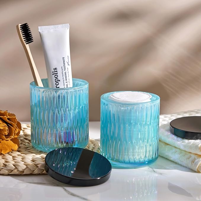 Qtip Holder for Bathroom set of 2, Bathroom Canisters for Cotton Balls - Image 6