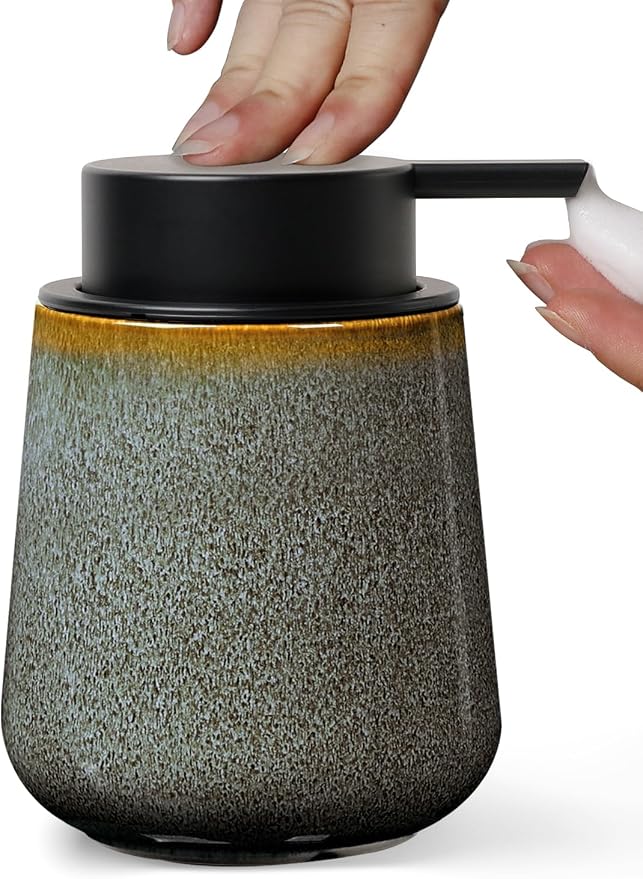 INGOFIN Ceramic Foaming Soap Dispenser -12oz Foam Hand Soap Dispenser Bathroom by INGOFIN