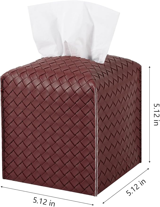 Tissue Box Cover PU Leather Tissue Holder Square Facial Tissue Case Facial - Image 2