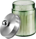 Amolliar Sage Green Glass Apothecary Jar, Qtip Holder Metal Lid & Sticker by Amolliar