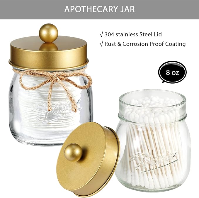 SheeChung 8PCS Mason Jar Bathroom Accessories Set Complete - Image 4