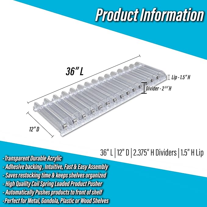 STORE FIXTURES DIRECT Auto Feed Shelf Product Pusher Kit, Adjustable Pushing - Image 2
