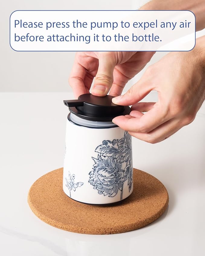 Hand Soap Dispenser for Bathroom, Ceramic Lotion Dispenser, Chinoiserie - Image 7