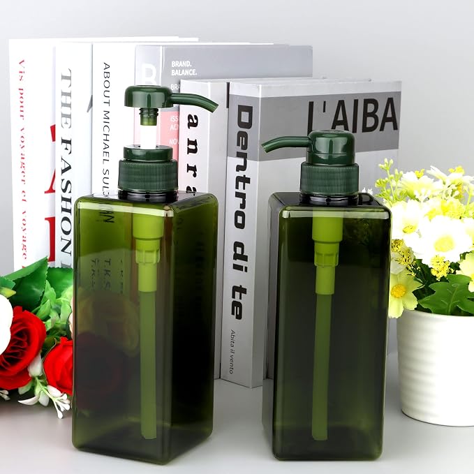 Pump Bottle Dispenser 22oz/650ml Jansburg 2Pack Refillable Square Plastic - Image 6