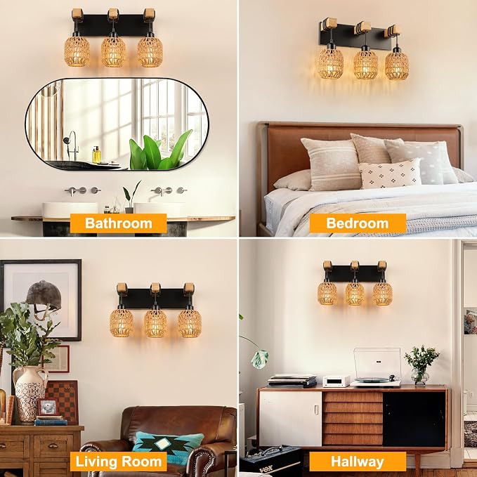 Bathroom Vanity Light Fixtures, 3-Light Farmhouse Bathroom Light Over Mirror - Image 6