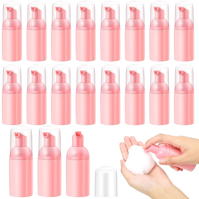 24 Pcs Foam Pump Bottles 1 Oz/ 30 ml Plastic Mini Empty Dispenser Travel Soap by Funtery