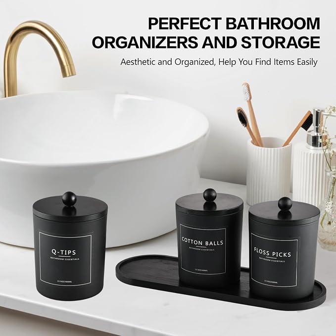 3 Pack Qtip Holder Bathroom Set, Cotton Ball Swab Pad Holder Cotton Round Floss - Image 5