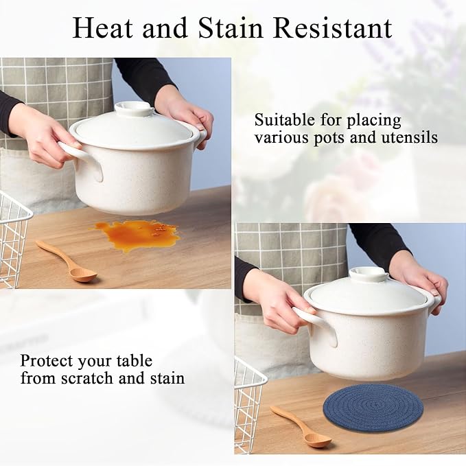 SHACOS 8 Inches Trivets for Hot Dishes, 4 Pieces Cotton Trivets Mats for Kitchen - Image 3