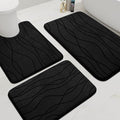YIHOUSE Memory Foam Black Bathroom Rug Sets 3 Piece, Ultra Absorbent Bath Mat by YIHOUSE