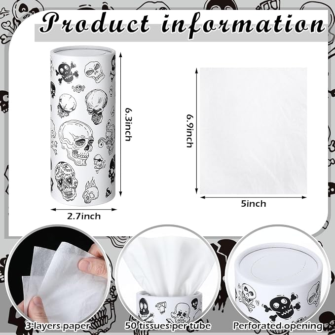 Fourluoo 12 Pack Skull Cylinder Tissues - Image 3