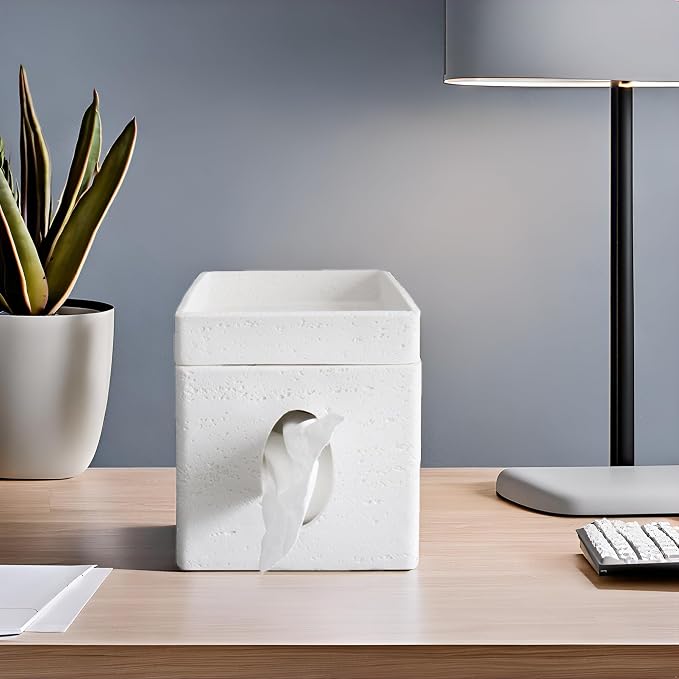 Hymmah Tray Tissue Box Cover Holder Unique Cube Design Tissue Dispenser Cover - Image 5