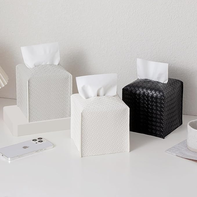 Tissue Box Cover PU Leather Tissue Holder Square Facial Tissue Case Facial - Image 4