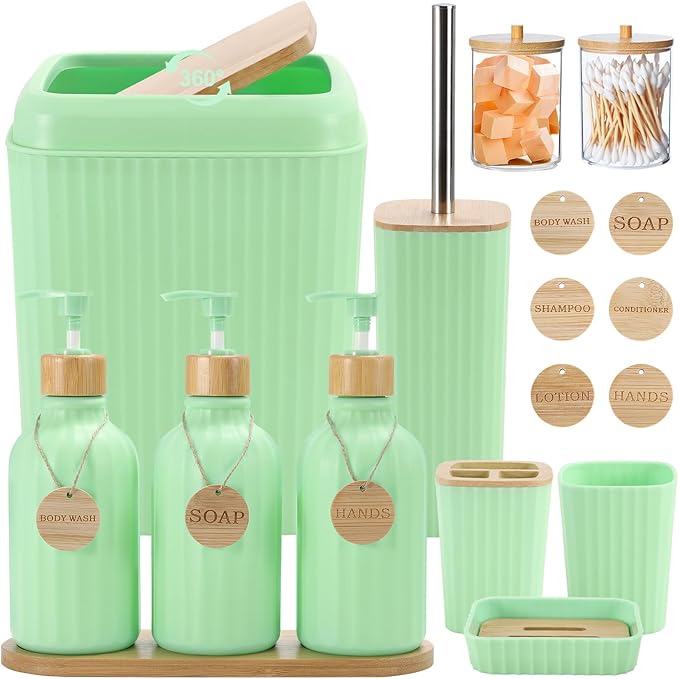 Green Bathroom Accessories Set 17PCS Bathroom Set by BetterbathroomwithXLHOME