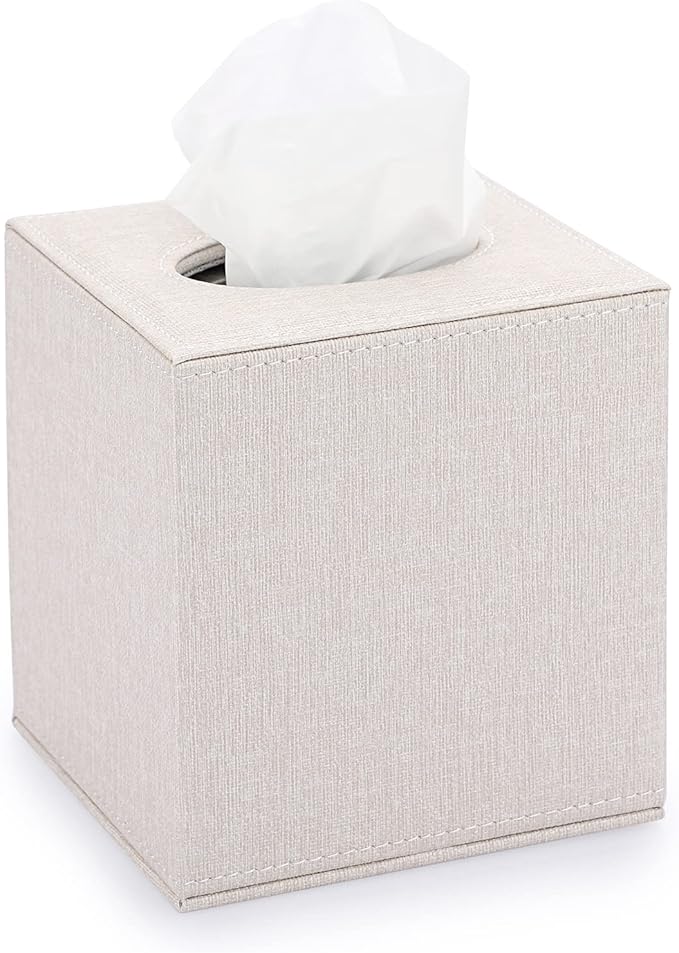 Sumnacon Square Linen Tissue Box Cover by Sumnacon