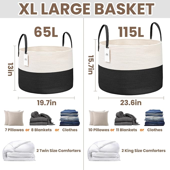 65L Extra Large Blanket Basket for Living Room - Image 3