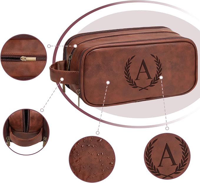 Janhavi Toiletry Bag For Men Waterproof, Groomsmen Gifts Personalized Leather - Image 4