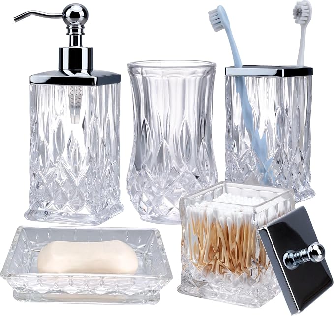 Bathroom Accessories Set, Complete Lotion Soap Dispenser, Toothbrush Holder by ZIVQEXMURL