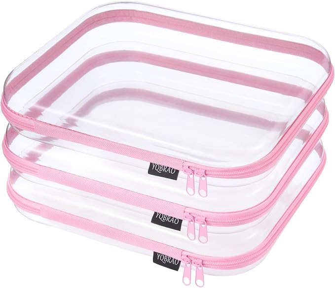 YQBRA 3 Pack Clear Hard Shell Zipper Case, See-Through Hard Plastic Organizer by Unknown