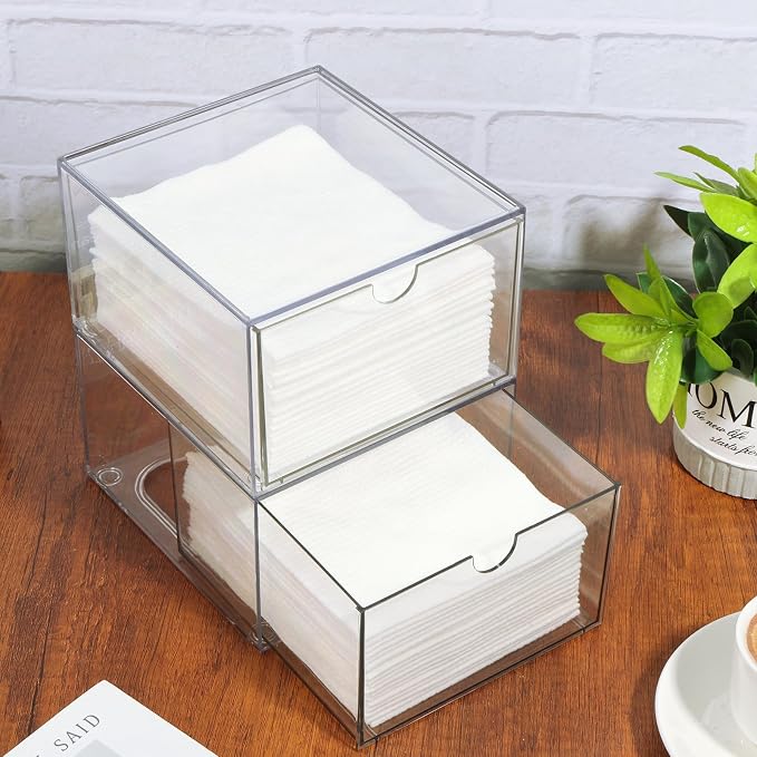 Rainmae 2 Pack Disposable Face Towel Holder, Face Towel Storage Box, Stackable - Image 7