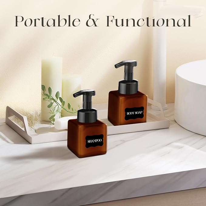8.5 oz Foaming Soap Dispenser Plastic Foaming Pump Bottle, Refillable Dispenser - Image 5