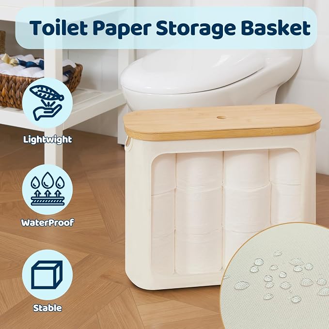 Toilet Paper Storage with Lid, Large Toilet Paper Holder - Image 4