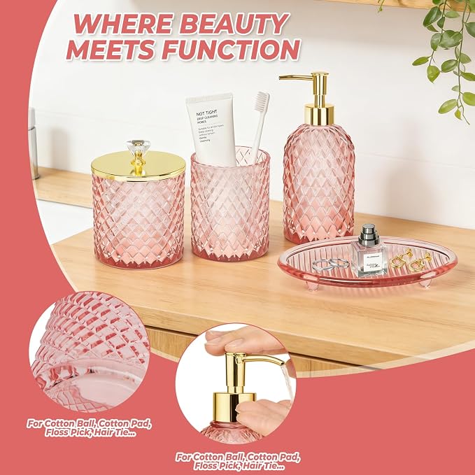 Jenseits Diamond Glass Bathroom Accessories Set 4 Pcs - Image 4