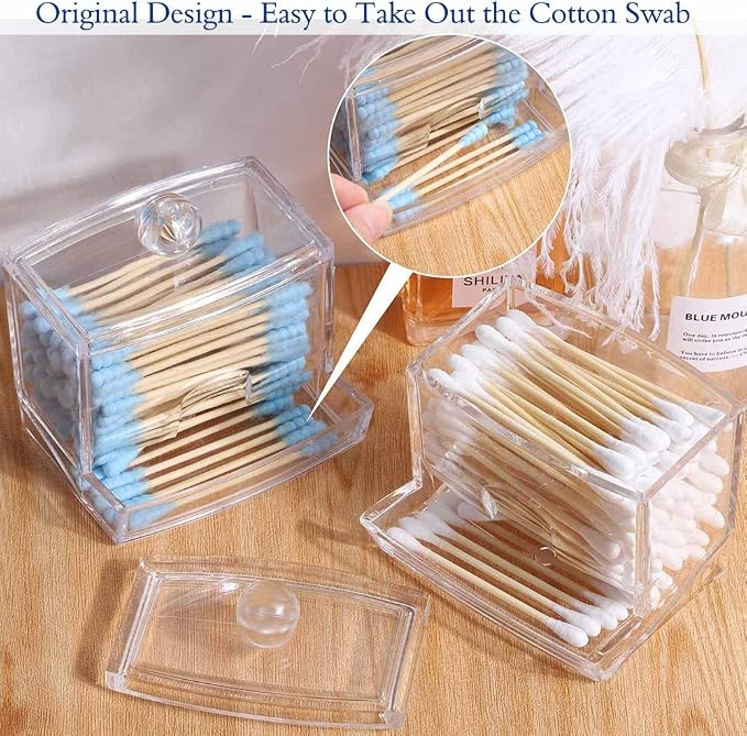 Swab Holder Canisters with Lid, Bathroom Qtip Dispenser Apothecary Jars - Image 6