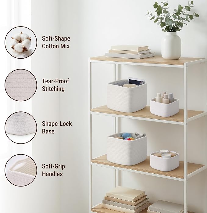5-Pack Storage Cubes Woven Rope Baskets - Image 3