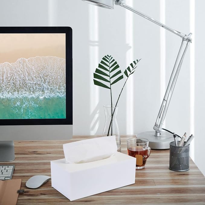 Acrylic Tissue Box Cover Rectangle, PITBVO White Tissue Box Holder, Facial - Image 8