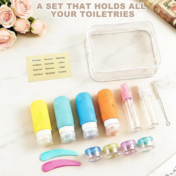16 Pack Travel Bottles for Toiletries, Silicone TSA Approved-Containers for - Image 9