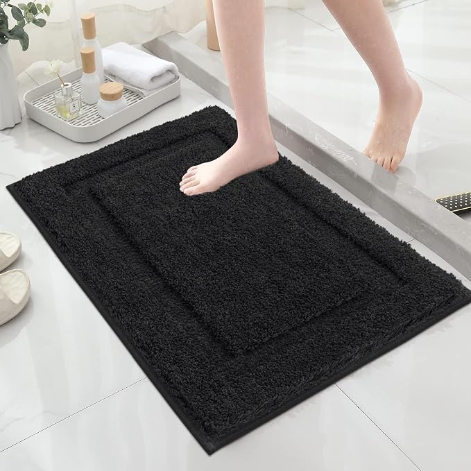 SHACOS Super Soft Black Bathroom Rugs Set of 2 Pieces 32 x 20 inch Microfiber - Image 8