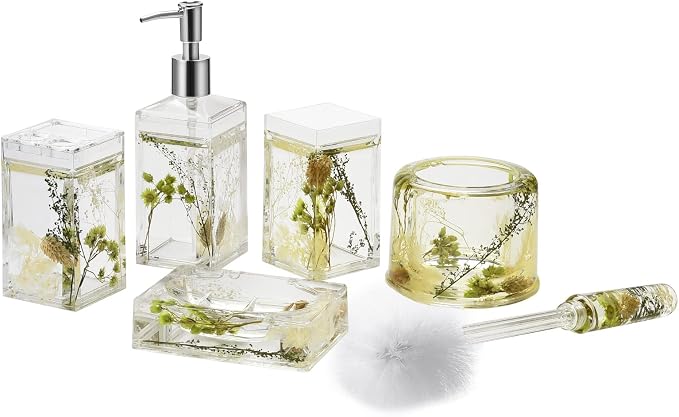 Locco Decor 5 Piece Acrylic Liquid 4D Floating Motion Bathroom Vanity Accessory - Image 2